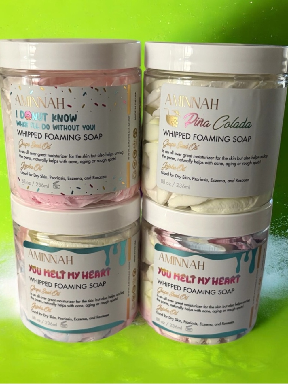 AMINNAH Whipped Foaming Soap - Pink & Cream Scented Body Wash - Picture 2 of 3
